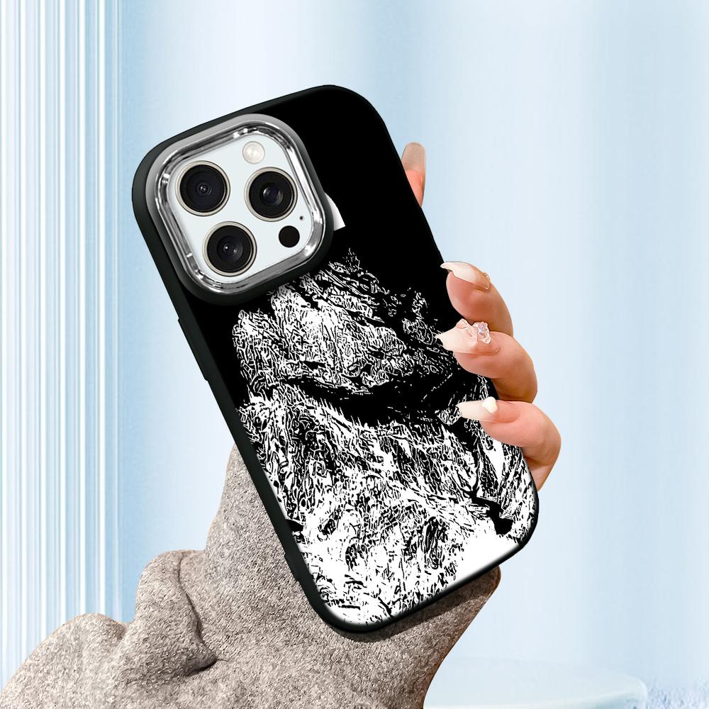 Pro iPhone 15 14 13 11ProMax 14 15 16 Samsung S25 S24 S23 S22 Redmi 10 13 14C Kreslená Černá Kočka Stříbrný Okraj Měkké Tekuté Silikonové Ochranné Pouzdro