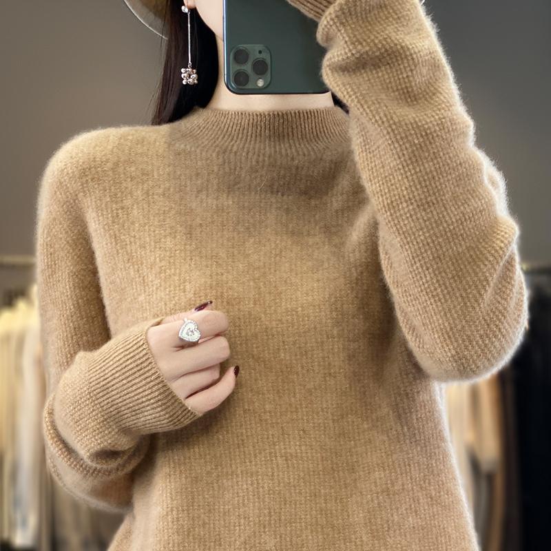 Women's Cashmere Sweater Qinghe Cashmere 30% Cashmere 70% Wool Autumn and Winter Cashmere Pullover Soft and Warm