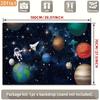 2D Flat Outer Space Banner Kids Space Adventure with Astronaut, Rocket & Solar System Backdrop