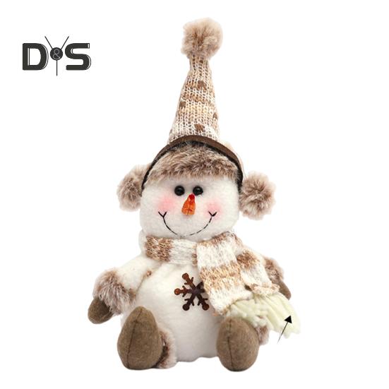 Christmas Doll Plush Knitted Snowman Elk Santa Doll Toy Soft Sitting Christmas Figure Desktop Decor Stuffed Holiday Pillow for Window Bookshelf