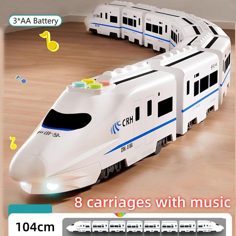 Toy Train Electric Bullet Train Battery Operated Action Locomotive Car High Speed Vehicle with Train Sound Light Gift for Kids