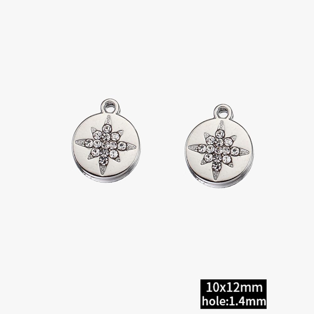 2pcs Rhinestone Chrams Silver Color Crystal Beads Pendants Y2K Style Jewelry Making Accessories Charms for DIY Necklace Bracelet