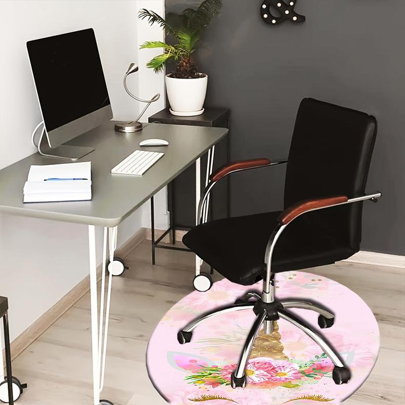 

1PC Unicorn Flowers Non-Slip Floor Round carpet, Office, family, bedroom, Large Area Rug Indoor Rugs, Durable Polyester-Z0419 80cm by 80cm