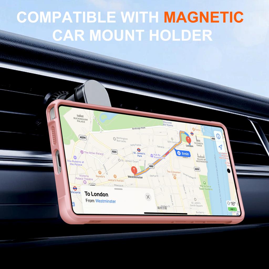 For Samsung Galaxy S25 Ultra Magnetic Case Kickstand TPU PC Shockproof Phone Back Cover
