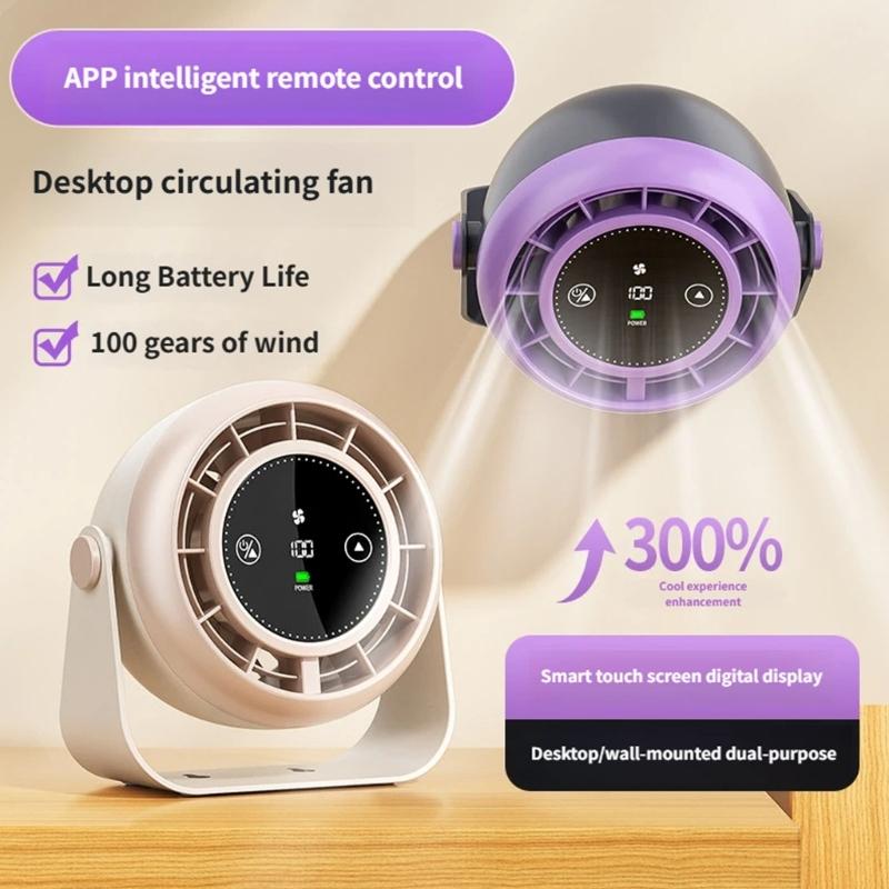 100 Speeds Digital Display Quiet Table Fan Low Noise Desktop High Speed Fan Portable Air Coolers Tool for Office Home