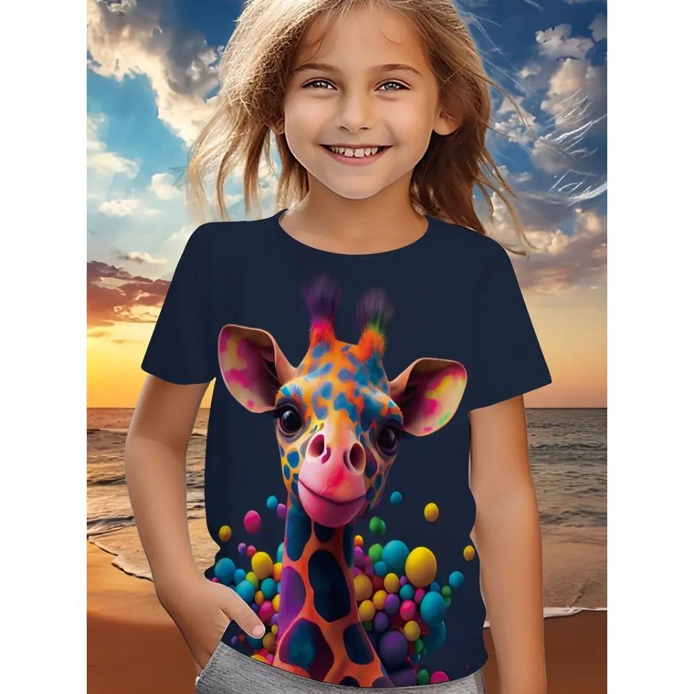 New Cartoon Doll 3D Printing T-shirt Children's Short-sleeved Girls Summer Loose Casual Tops