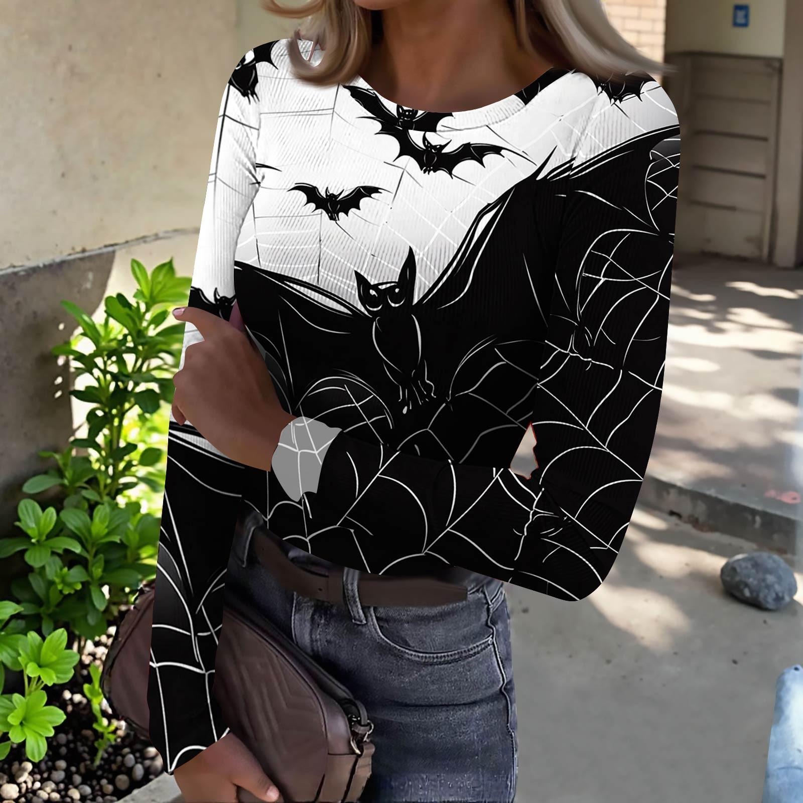 

Женская футболка с облегающим низом, модная повседневная с градиентным принтом, пуловер с круглым вырезом и длинными рукавами M чёрный