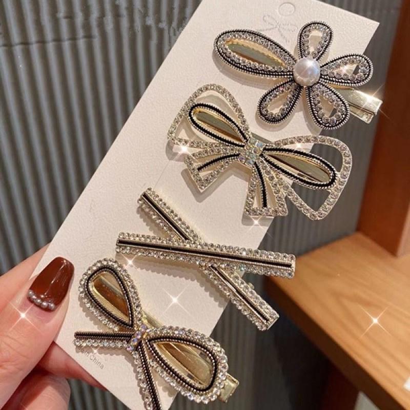 1Set Handmade Pearl Hairpins Pin for Women Fashion Rhinestone Flower Barrettes Headwear Girls Sweet Hair Clips Hair Accessories