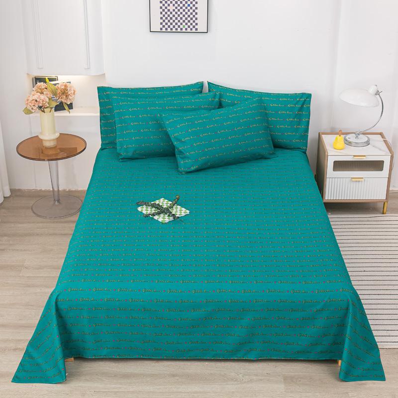 Cearceaf plat prietenos cu pielea Lenjerie de pat tipărită Lenjerie de pat tipărită Cearşaf plat pentru casă roupa de cama (Fata de perna Nevoie Comanda)