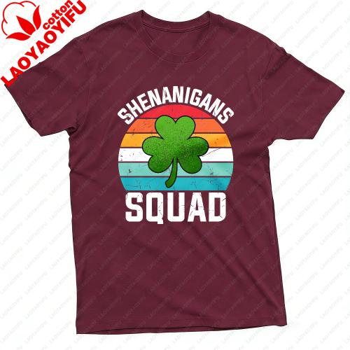 Shenanigans Squad Clover Design Summer Unisex TShirt Vintage Style Casual Wear St Patricks Day Festivals Perfect Gift Tee Tops