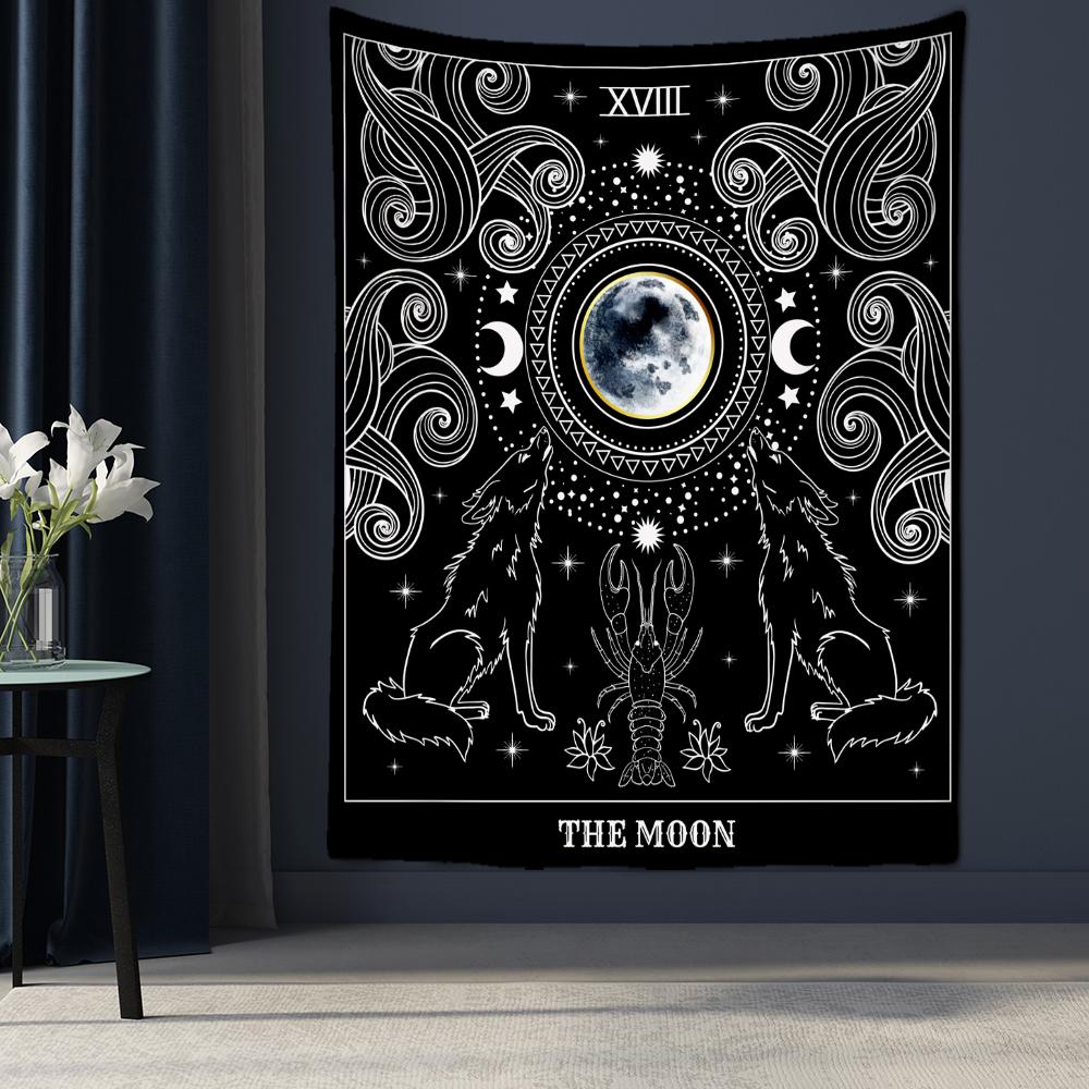 Compass Starry Sky Tarot Tapestry Wall Mount Sun Moon Hippie Tapiz Witchcraft Art Psychedelic Home Decor