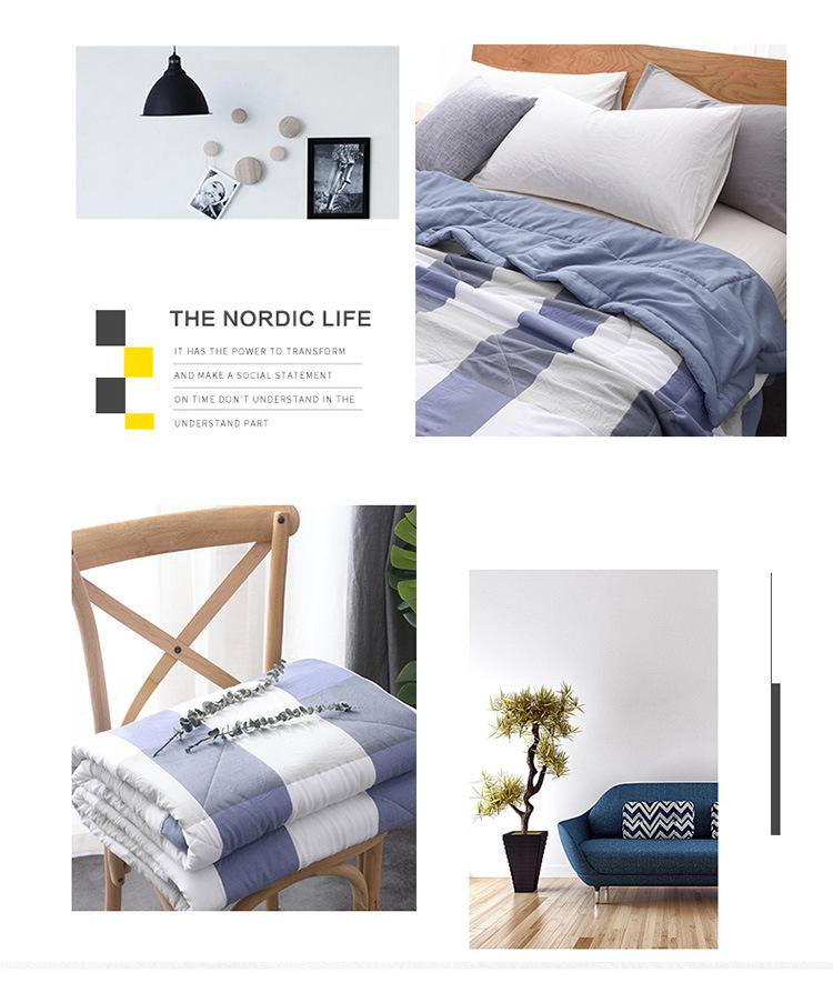 Letnia kołdra z bawełny pranej, Pasek w kratkę w stylu MUJI, Kołdra klimatyzacyjna do akademików, Letnia kołdra na łóżko pojedyncze, Kołdra na prezent