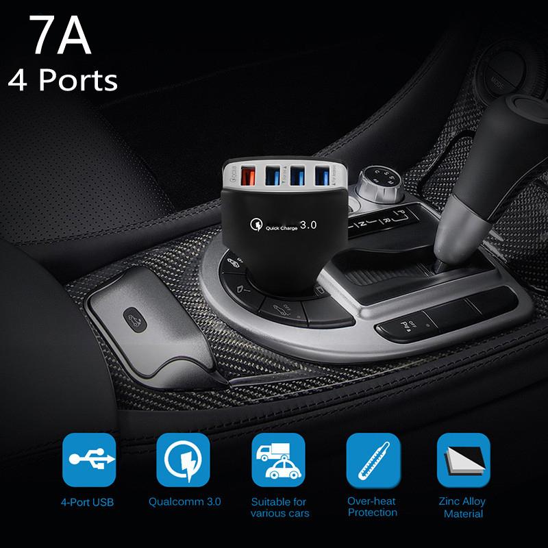 Original 4 Port Usb Car Charger Adapter Qc 3.0 Quick Charge For Ipad Iphone 12 13 Pro Max 11 8 Plus Xs Mobile Phone Accessories