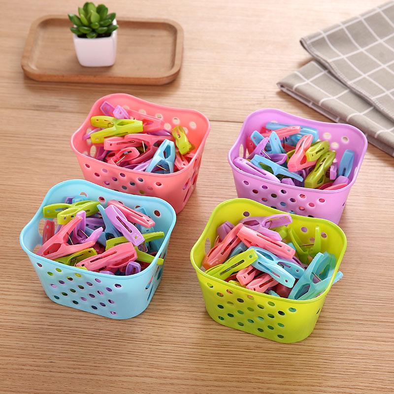 30-Piece Windproof Plastic Clothes Pegs with Basket: Multi-functional Drying Clips for Outdoors