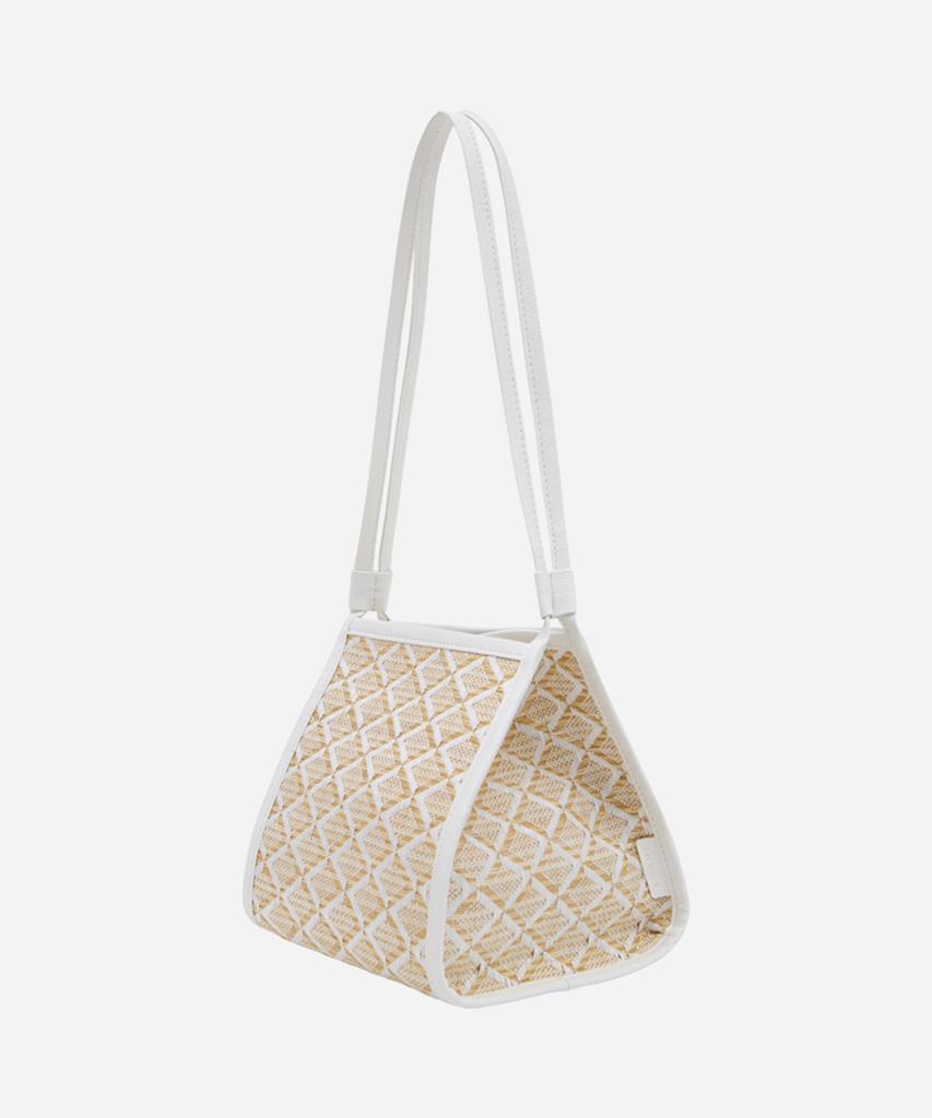 Kwani 26 Rattan Shoulder Tote White