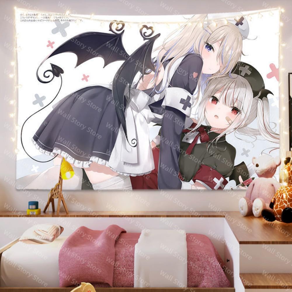 White cat girl Second dimension background Tapestry mafuyu wall cloth cat ear girl Tapestry Bedroom Tapestry wall decoration