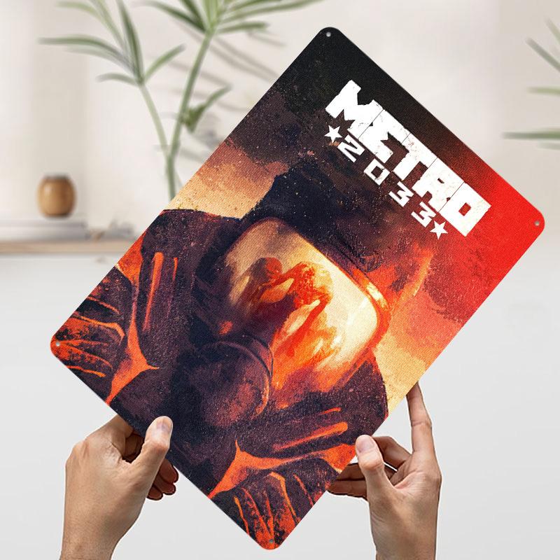 

Metro 2033 Cover Art Tinplate Poster Customized Wall Art Vintage Retro Metal Signs for Decoration Bedroom Decorations Desk Decor 7.9x11.8In(20x30cm)