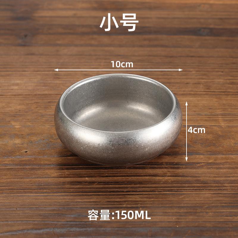Vintage Korean Stainless Steel Rice Bowl Household Anti-scalding Rice Soup Breakfast Bowls Barbecue Restaurant Kitchen Tableware