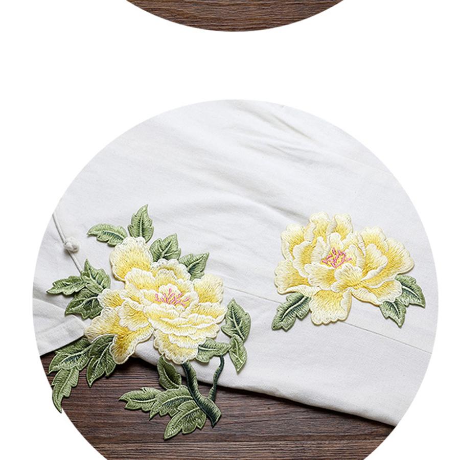 1 Pair Red Pink Yellow Embroidery Flower Patch Sew On Appliques Repair for Wedding Dress DIY Decoration