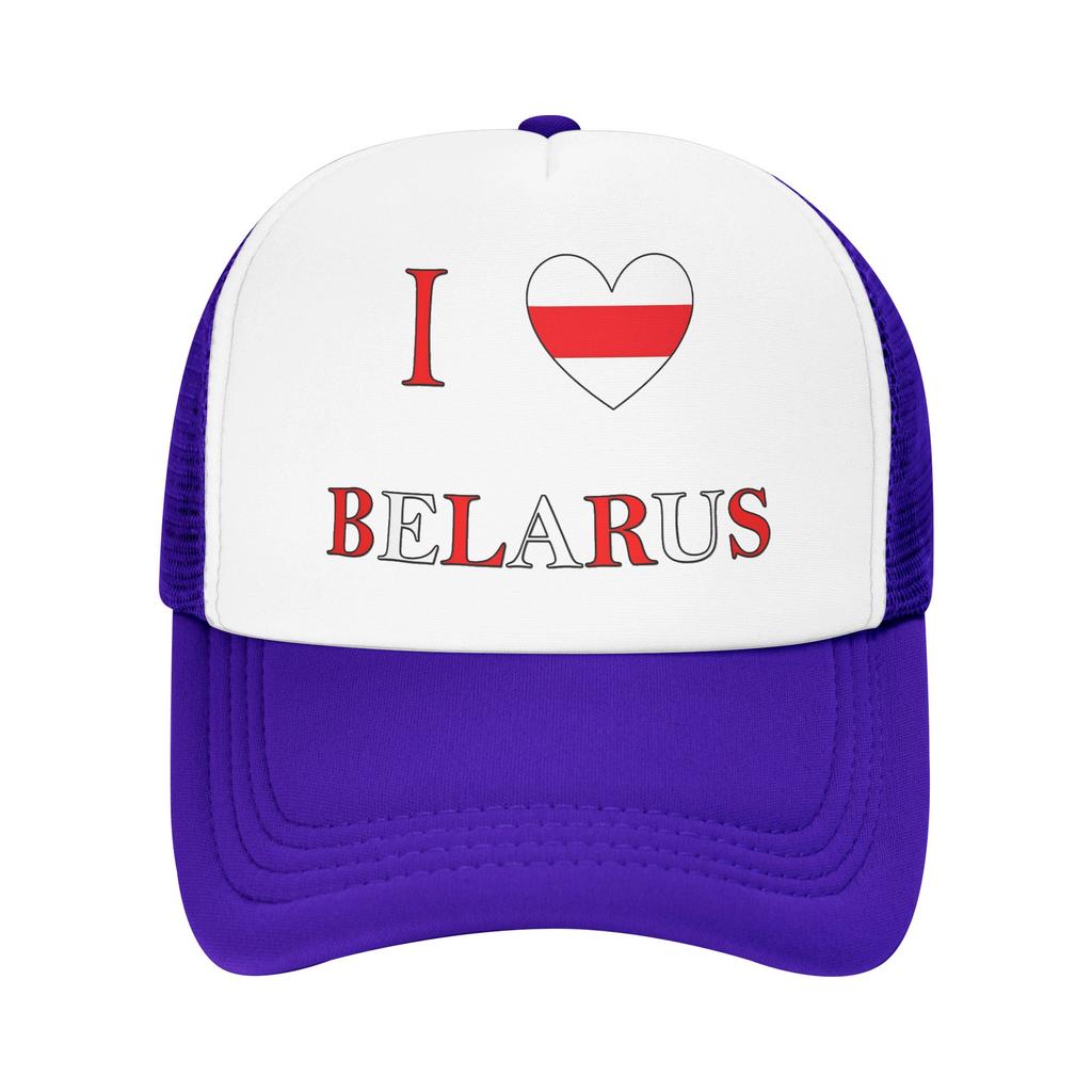 Summer Mesh Sun Hats I Love Belarus  Spring Baseball Cap Trucker Hat  FeUnisex Unisex Custom Logo Tennis Skate Baseball Caps