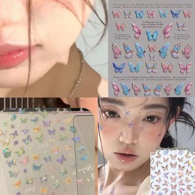 Iridescent Butterfly Face Stickers: High-Quality, Colorful Designs with Free Shipping