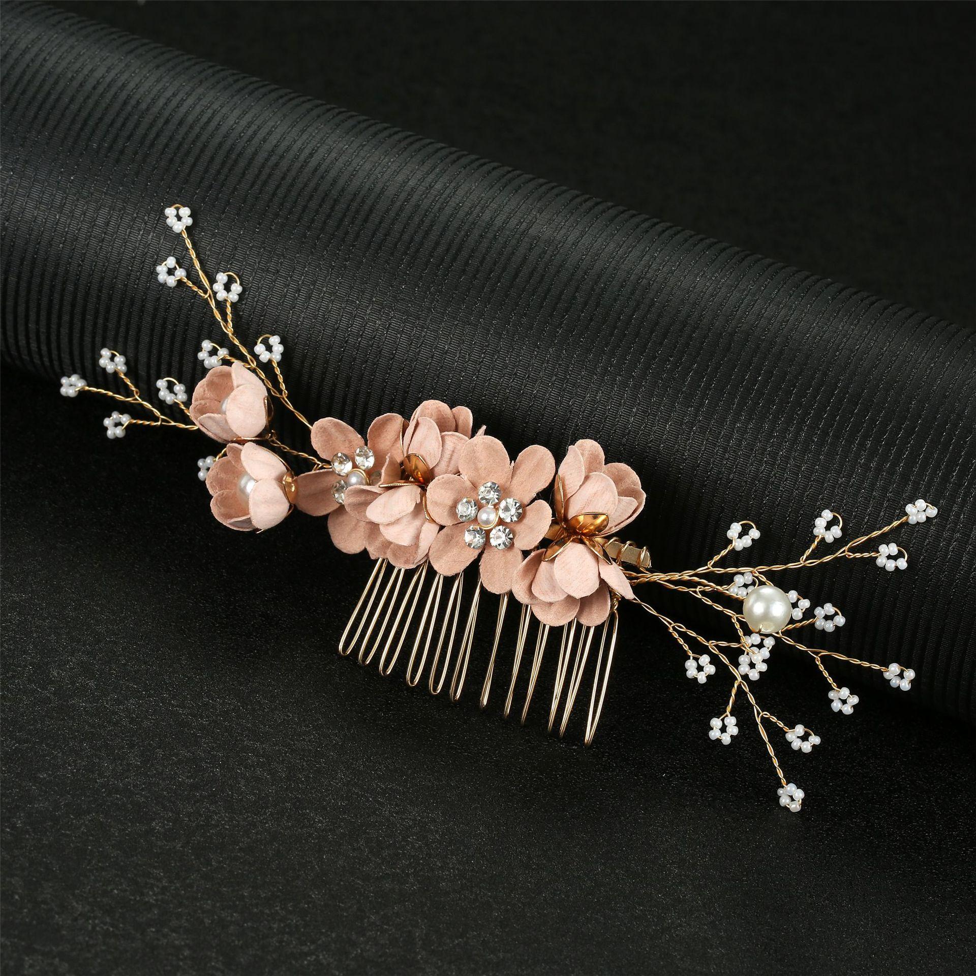 Korean Bridal Wedding Headdress Blue White Fresh Hair Comb Girl Bridesmaid Accessories Cross-Border Explosion