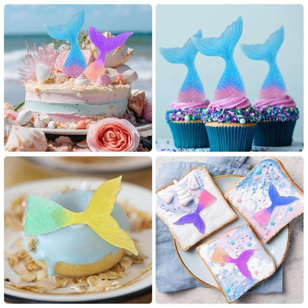2PCS Easy Cleaning Mermaid Tail Mold Nonstick Marine Cake Decorating Mold  Edging Fondant Decoration