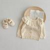 Autumn New Baby Girl Long Sleeve Knitted Coat Girls Lapel Hollowed Out Sweater Cardigan Toddler Casual Clothes