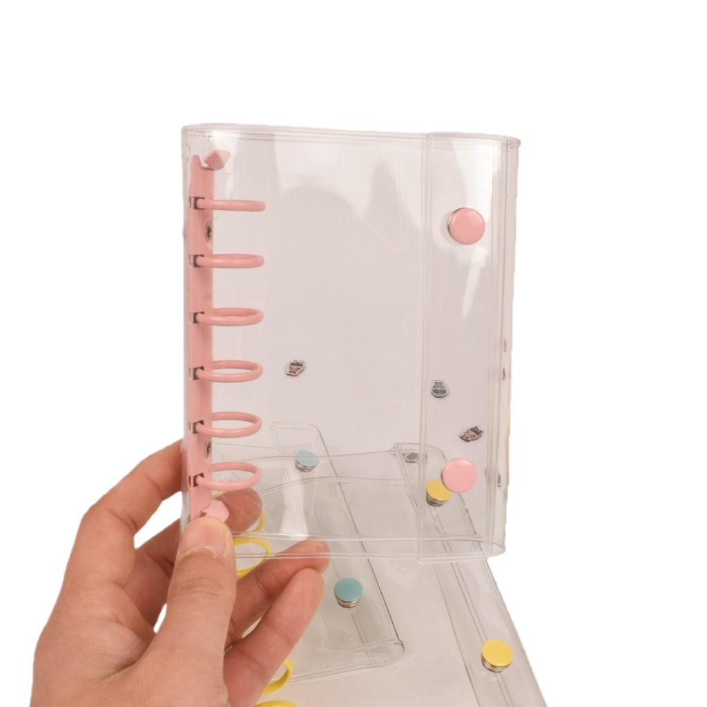 A7 Transparent Double-Ring PVC Ledger with Colored Shell Casing