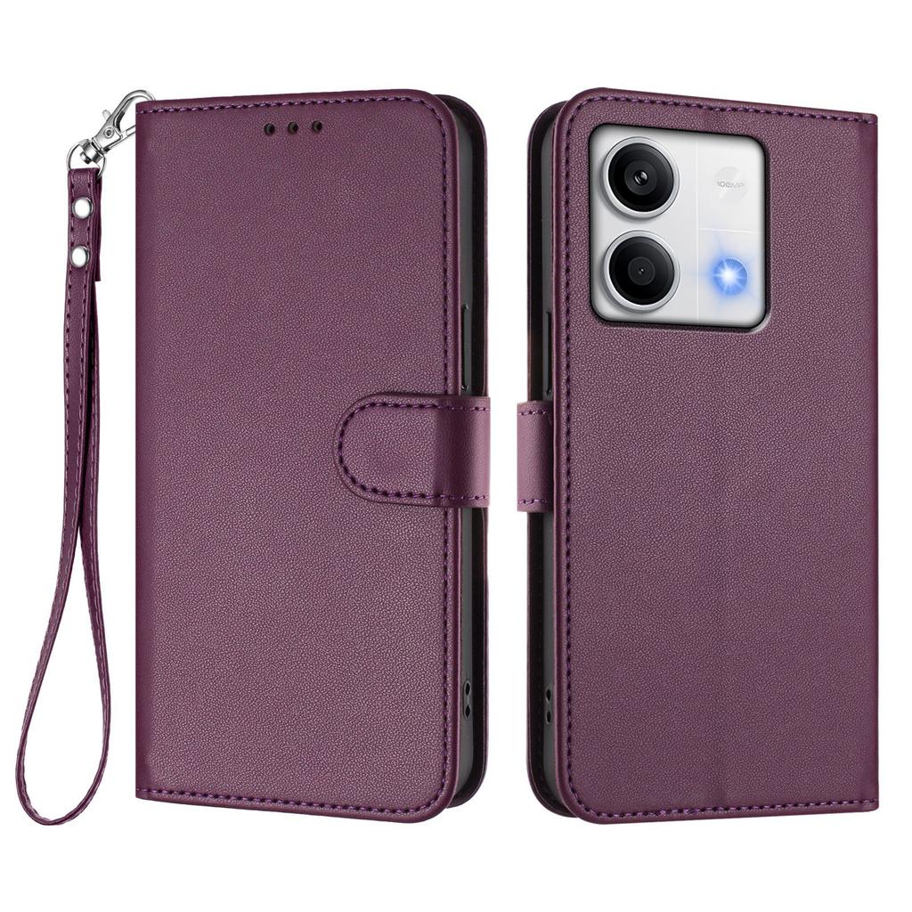 For Xiaomi Redmi Note 13 5G (China)/Xiaomi Redmi Note 13 5G Leather Case Wallet Stand Phone Cover with Wrist Strap