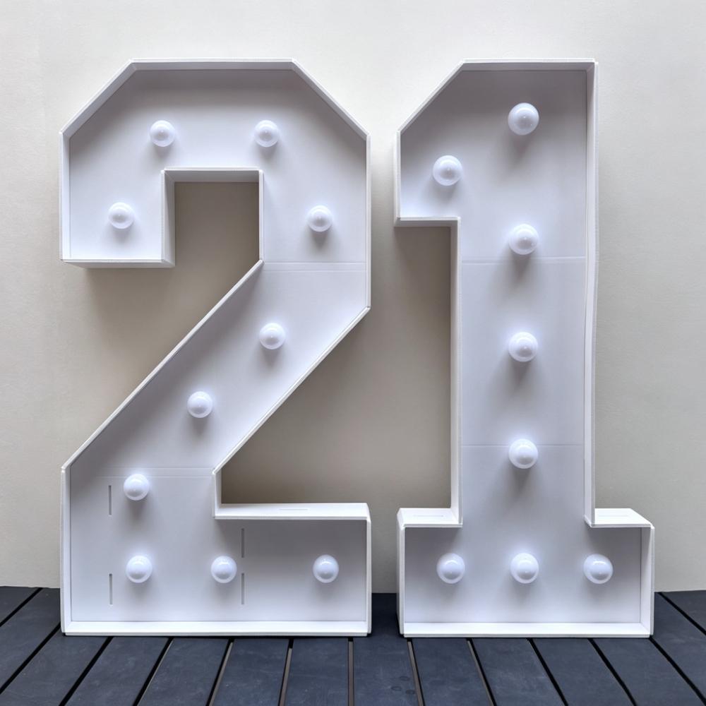 2pcs/set 73cm Lighting Double Number 21 KT Board,Glowing Sign,Perfect Photo Booth Backdrop for 12th Birthday,21th Anniversary,Graduation Holiday Party