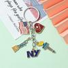 Fashion National Flag Keychain Cartoon New York Statue of Liberty Metal Pendant Key Chain Accessories for Gifts