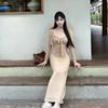 Pure Desire Style Sexy Lace Splicing Long-sleeved Dress Women's Autumn New Slim and Thin Dress