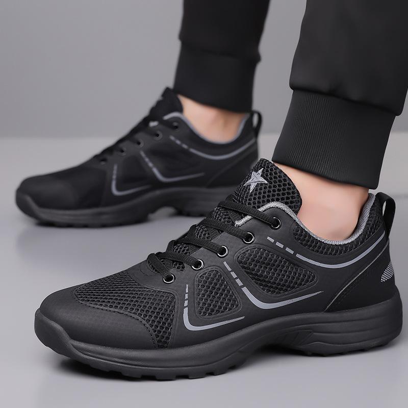 Training shoes men's spring and autumn outdoor mountaineering running shoes black mesh breathable wear-resistant ultra-light training men's shoes