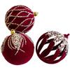 3pcs 8cm Wine Red Flocked Christmas Ornaments Christmas Tree Decorations Plastic Christmas Ball Festive Party Supplies For Home
