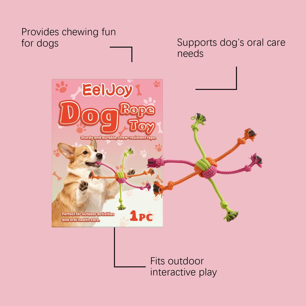 EELJOY Durable Dog Rope Knot Toy for Chewing and Interactive Play
