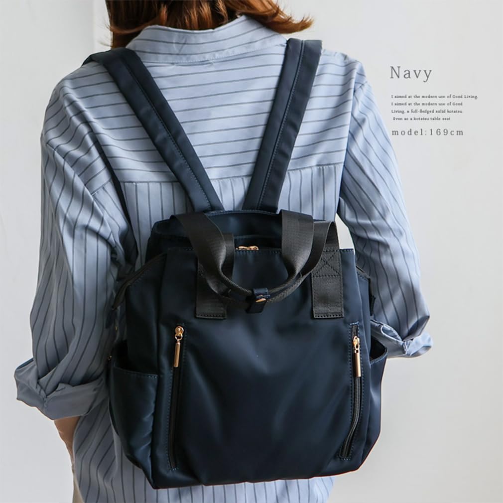 Gratante Women's Stylish Nylon Backpack with 9 Pockets, Ultra-Lightweight Nylon Design, Large Capacity, Practical for Commuting, School, and Mothers,