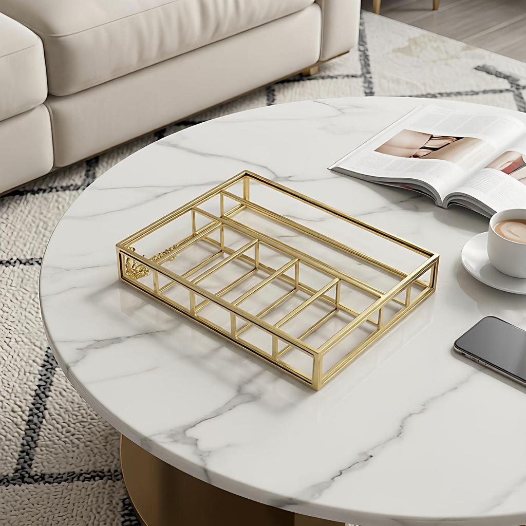 Metal Tray Storage Box for Gold Ornaments: Lipstick, Rings, Earrings, Necklaces, Eyebrow Pencils - Perfect Girlfriend Gift