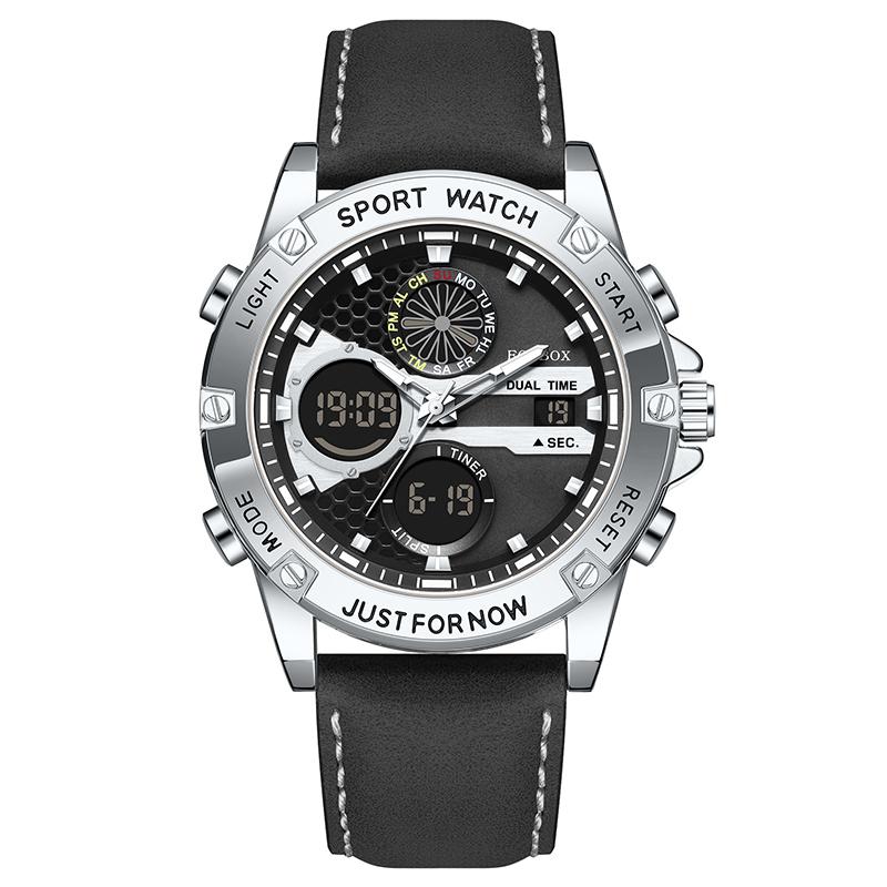 

Бренд LIGE FOXBOX Модные спортивные мужские часы Досуг Светодиодный дисплей Водонепроницаемые мужские кварцевые часы серебряный/чёрный