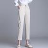 Fashionable Women's Black High-Waisted Nine-Point Stretch Suit Pants