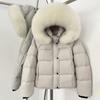OFTBUY Fluffy Jacket Female Hooded White Duck Down Coat 2025 New Autumn Winter Top Clothing Women Tnick WarmReal Fox Fur Caot