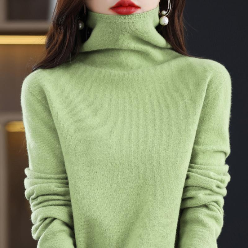 Dámský svetr s rolákem, kašmír Qinghe, 30 % kašmír 70 % vlna, zimní pletený svetr podzimní svetr kašmírový svetr