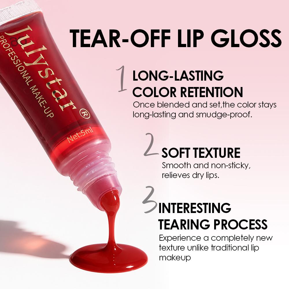 Peel Off Lip Stain Squeeze Tube, Long Lasting Waterproof Matte Lip Tint, Tear Off Liquid Lipstick, Non-Fading Smudge-Proof Lip Stain