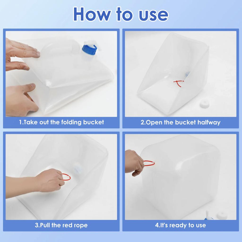 2Pcs 20L Collapsible Drinking Water Container with Spigot Portable Large Capacity Water Storage Bags for Outdoors Camping Hiking