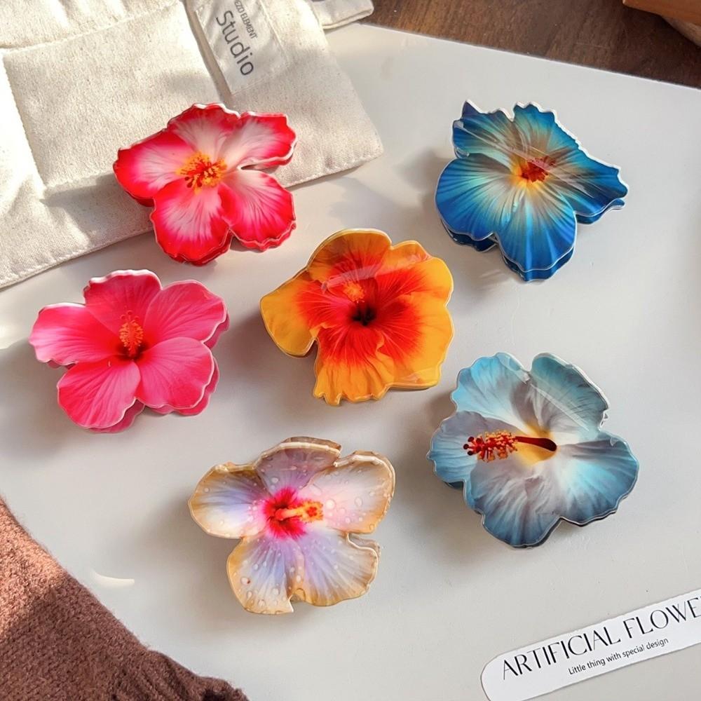 Double-sided Printing Hibiscus Flower Hair Claw Hawaiian Flower Hair Clip For Girls