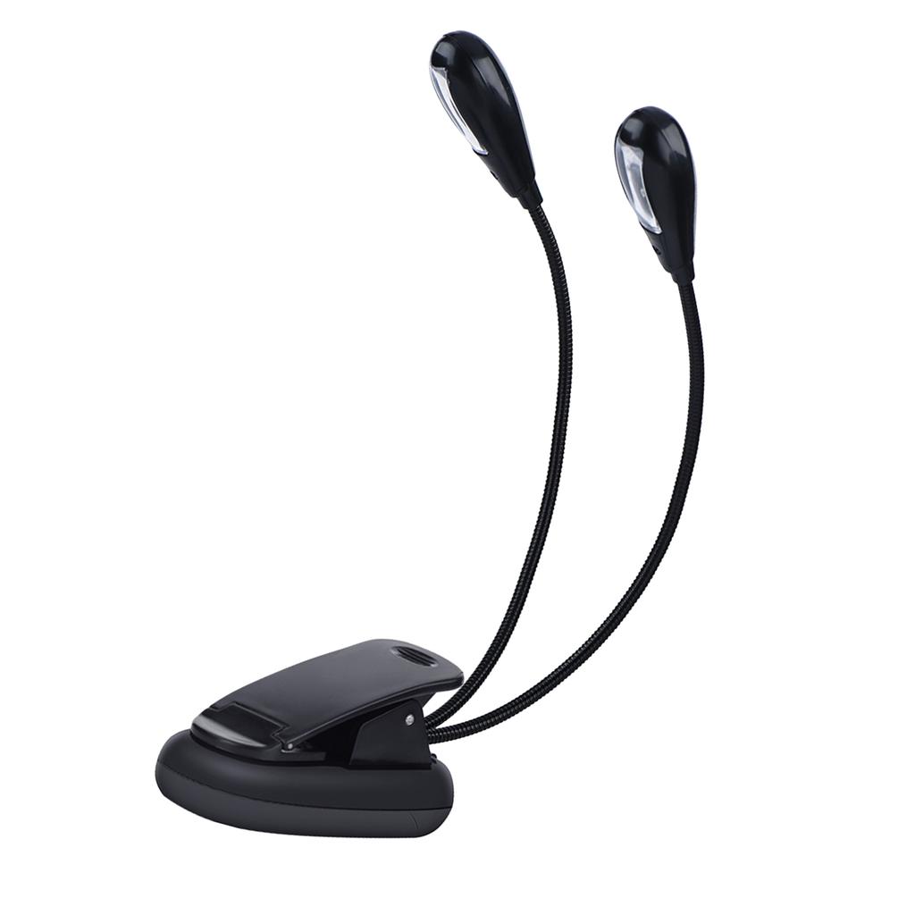 Clip On Music Stand Book Reading Mini Double Adjustable Arms Light LED Lamp (8 Beads)