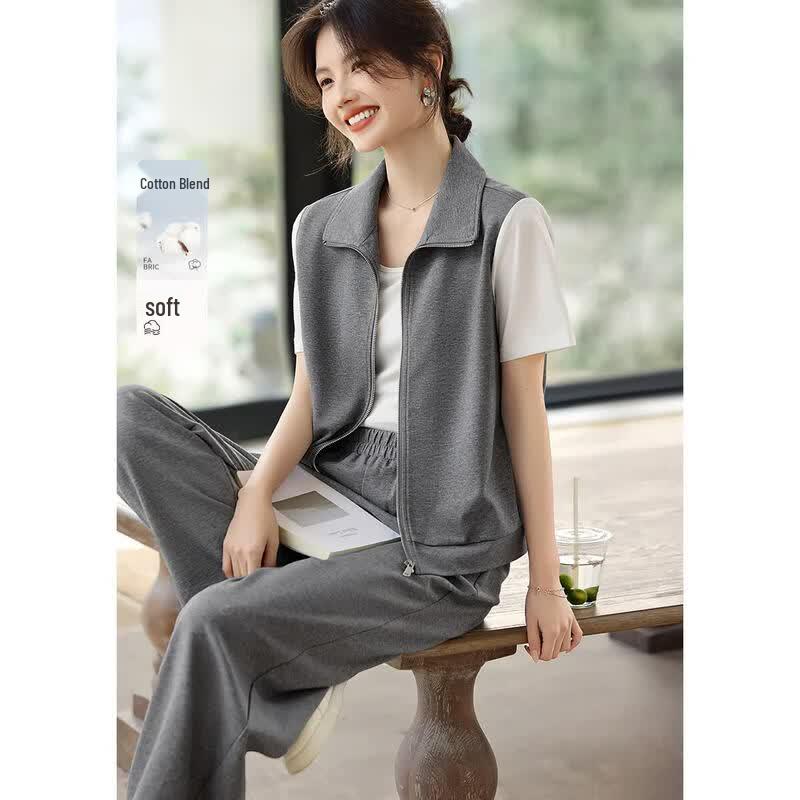 Women s Cotton Color Block Faux Two-Piece Set M