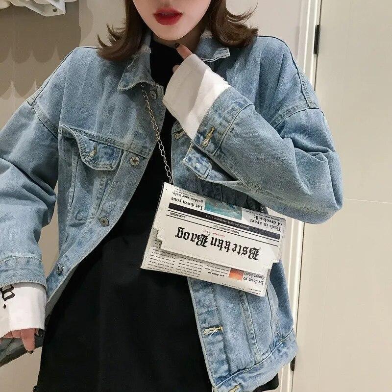 Luxury Designer Women Bags Personality Fashion Shoulder Bags Ladies All-match Messenger Bag Newspaper Modeling Small Square Bag
