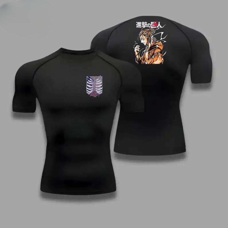Herren Sommer Sport Kompressions-T-Shirt Atmungsaktiv Schnelltrocknend Hohe Elastizität Kurzarm-T-Shirt mit Kräftigem Stationed Corps Grafik Fitnessstudio