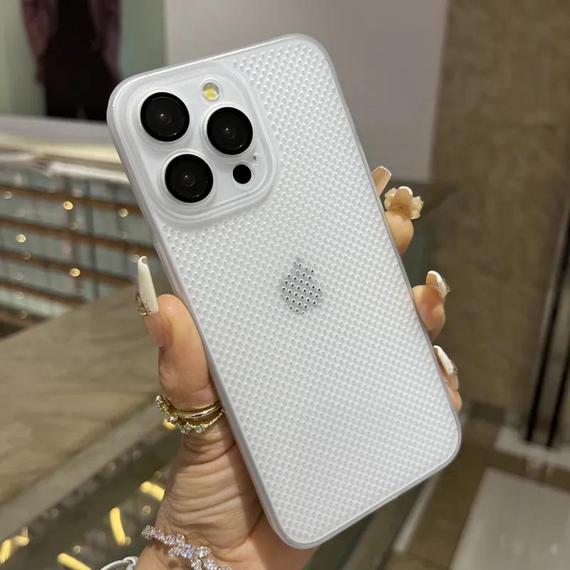 Heat Dissipation Breathable Cooling Case For iPhone 16 15 14 13 12 11 Pro Max Plus Ultra Thin Matte Mesh Hollow Slim Hard Cover